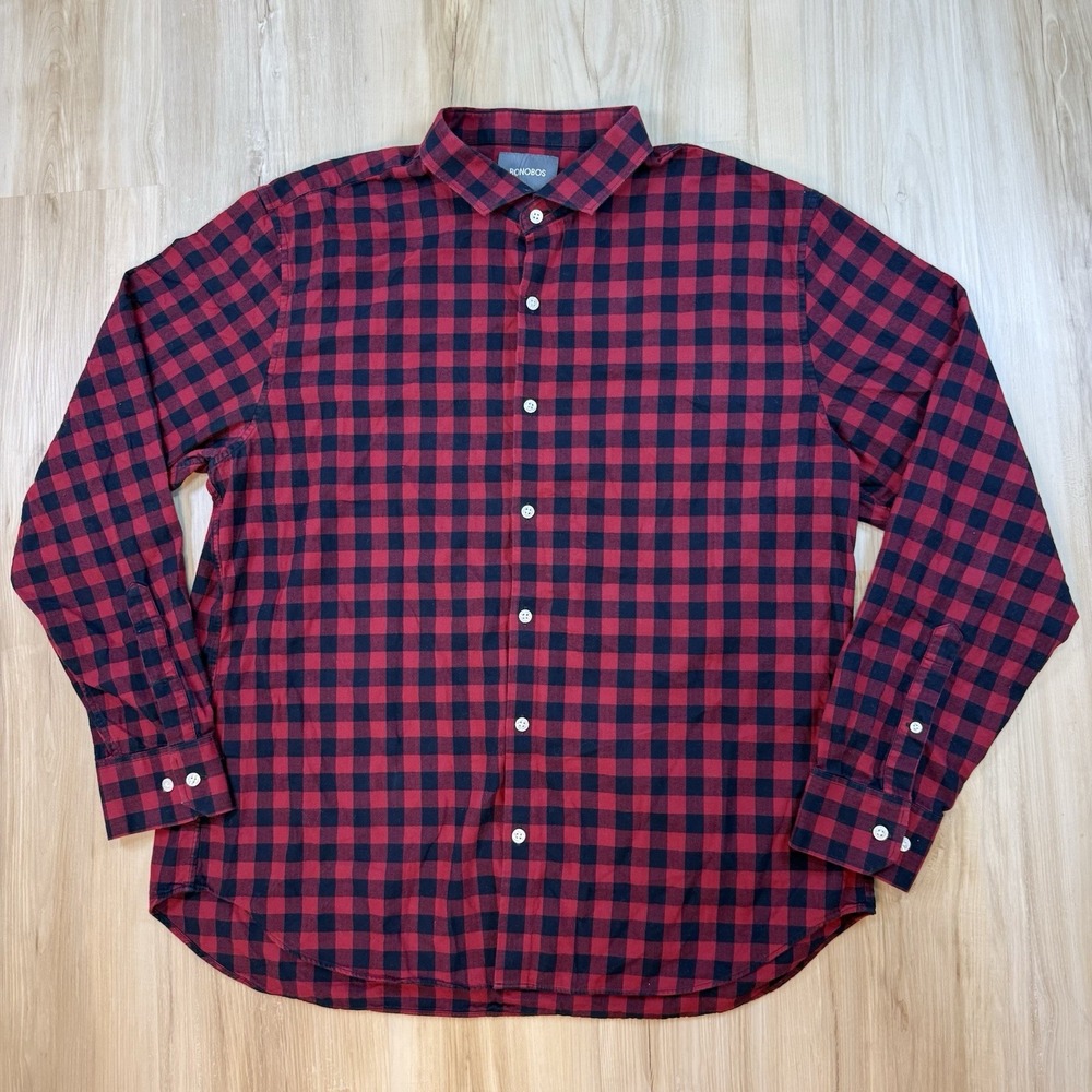 Bonobos Blue Red Long Sleeve Button Down Dress Shirt Mens Size XXL Slim